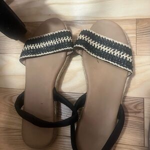Black and Cream Women's Sandals